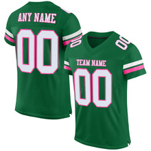 Load image into Gallery viewer, Custom Kelly Green White-Pink Mesh Authentic Football Jersey
