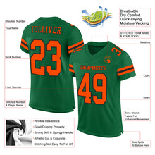 Load image into Gallery viewer, Custom Kelly Green Orange-Black Mesh Authentic Football Jersey
