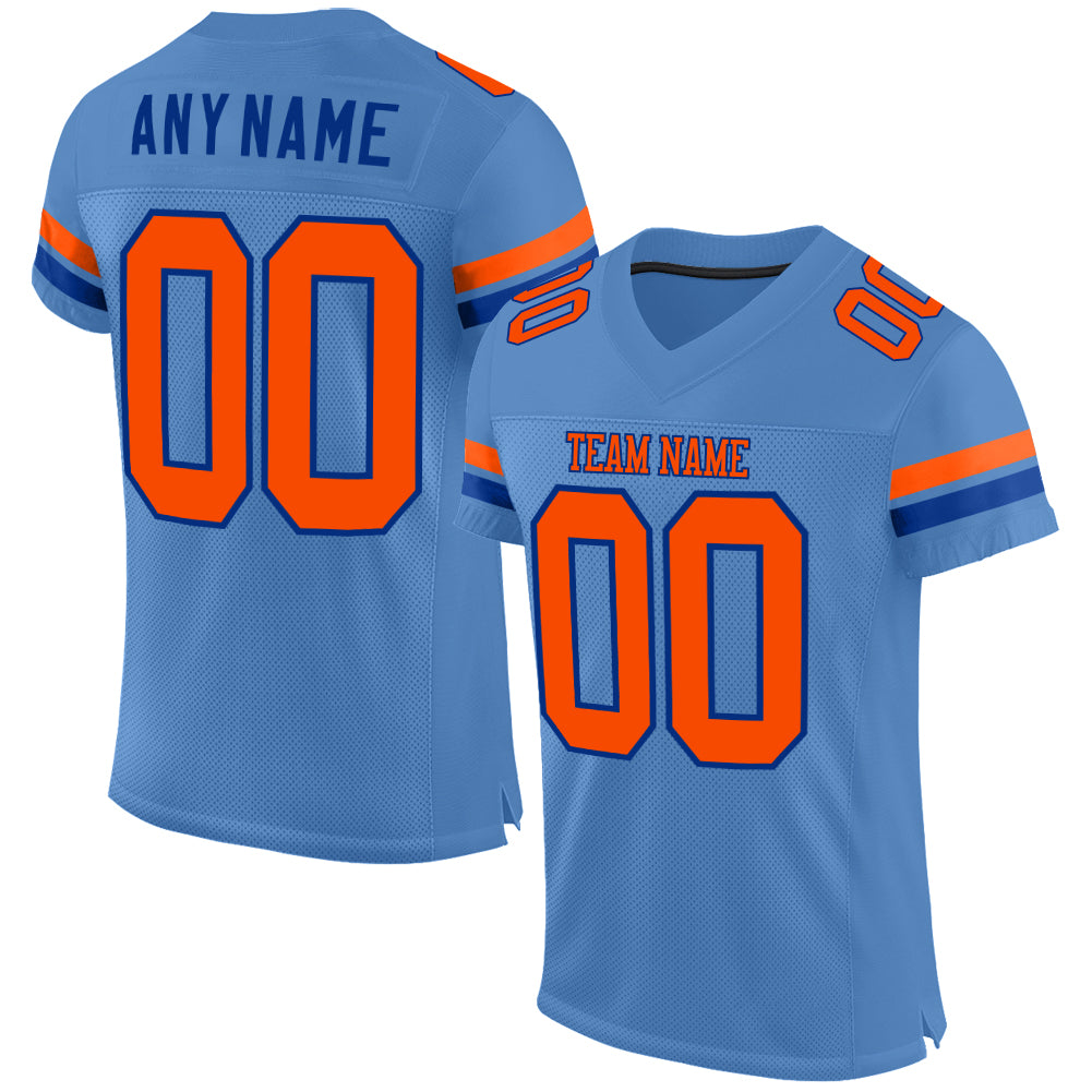 Custom Royal Light Blue-White Mesh Split Fashion Football Jersey Discount