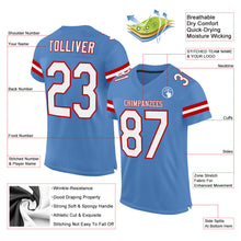 Load image into Gallery viewer, Custom Light Blue White-Red Mesh Authentic Football Jersey
