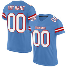 Load image into Gallery viewer, Custom Light Blue White-Red Mesh Authentic Football Jersey
