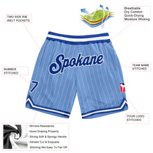 Load image into Gallery viewer, Custom Light Blue White Pinstripe Royal-White Authentic Basketball Shorts
