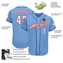 Load image into Gallery viewer, Custom Light Blue White-Red Authentic Baseball Jersey
