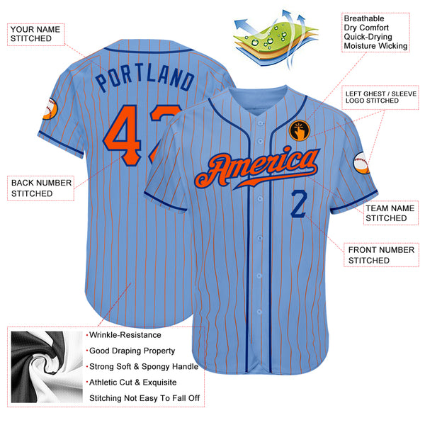 Custom Gray White Pinstripe Orange Authentic Baseball Jersey