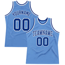 Load image into Gallery viewer, Custom Light Blue Royal-White Authentic Throwback Basketball Jersey
