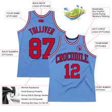 Load image into Gallery viewer, Custom Light Blue Red-Navy Authentic Throwback Basketball Jersey
