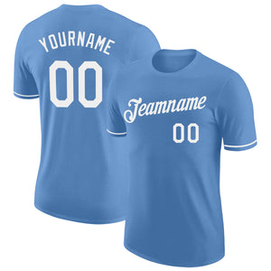 Custom Light Blue White Performance T-Shirt