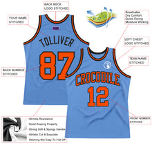 Load image into Gallery viewer, Custom Light Blue Orange-Black Authentic Throwback Basketball Jersey
