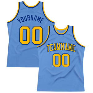 Custom Light Blue Gold-Royal Authentic Throwback Basketball Jersey