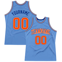 Load image into Gallery viewer, Custom Light Blue Orange-Royal Authentic Throwback Basketball Jersey
