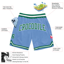 Load image into Gallery viewer, Custom Light Blue Kelly Green-White Authentic Throwback Basketball Shorts
