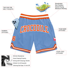 Load image into Gallery viewer, Custom Light Blue Orange-White Authentic Throwback Basketball Shorts
