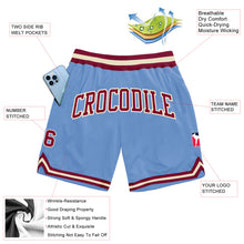 Load image into Gallery viewer, Custom Light Blue Maroon-Cream Authentic Throwback Basketball Shorts
