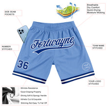 Load image into Gallery viewer, Custom Light Blue Royal-White Authentic Throwback Basketball Shorts
