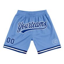 Load image into Gallery viewer, Custom Light Blue Royal-White Authentic Throwback Basketball Shorts
