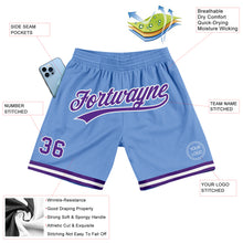 Load image into Gallery viewer, Custom Light Blue Purple-White Authentic Throwback Basketball Shorts
