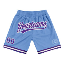 Load image into Gallery viewer, Custom Light Blue Purple-White Authentic Throwback Basketball Shorts
