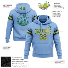 Load image into Gallery viewer, Custom Stitched Light Blue Kelly Green-Gold Football Pullover Sweatshirt Hoodie
