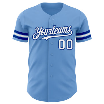 Custom Light Blue White-Royal Authentic Baseball Jersey