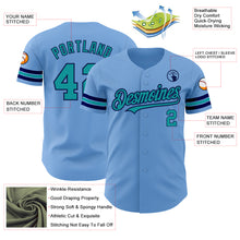 Load image into Gallery viewer, Custom Light Blue Teal-Navy Authentic Baseball Jersey
