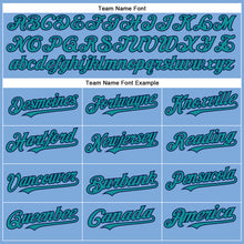 Load image into Gallery viewer, Custom Light Blue Teal-Navy Authentic Baseball Jersey
