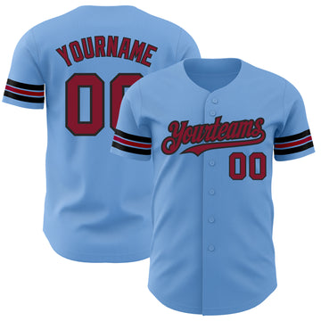 Custom Light Blue Crimson-Black Authentic Baseball Jersey