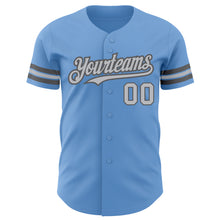 Load image into Gallery viewer, Custom Light Blue Gray-Steel Gray Authentic Baseball Jersey
