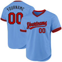 Load image into Gallery viewer, Custom Light Blue Red-Black Authentic Throwback Baseball Jersey
