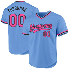 Load image into Gallery viewer, Custom Light Blue Pink-Black Authentic Throwback Baseball Jersey
