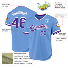 Load image into Gallery viewer, Custom Light Blue Purple-White Authentic Throwback Baseball Jersey
