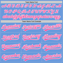 Load image into Gallery viewer, Custom Light Blue Pink-White Authentic Throwback Baseball Jersey
