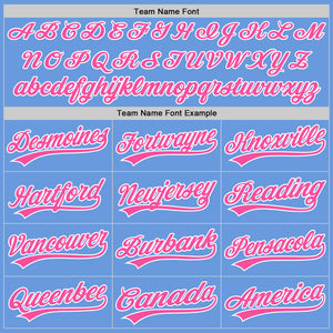 Custom Light Blue Pink-White Authentic Throwback Baseball Jersey