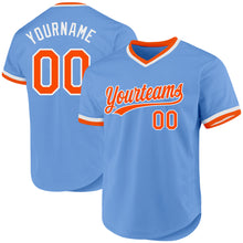 Load image into Gallery viewer, Custom Light Blue Orange-White Authentic Throwback Baseball Jersey
