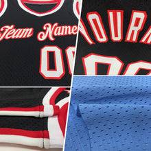 Load image into Gallery viewer, Custom Light Blue Red-Navy Authentic Throwback Basketball Jersey
