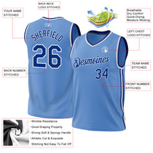 Load image into Gallery viewer, Custom Light Blue Royal-White Authentic Throwback Basketball Jersey
