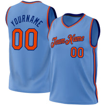 Load image into Gallery viewer, Custom Light Blue Orange-Royal Authentic Throwback Basketball Jersey
