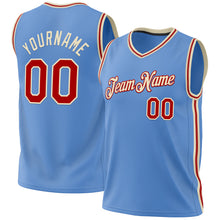 Load image into Gallery viewer, Custom Light Blue Red-Cream Authentic Throwback Basketball Jersey
