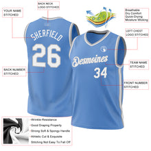 Load image into Gallery viewer, Custom Light Blue White-Gray Authentic Throwback Basketball Jersey
