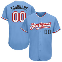 Load image into Gallery viewer, Custom Light Blue Red-Black Authentic Baseball Jersey
