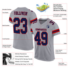 Load image into Gallery viewer, Custom Light Gray Navy-Red Mesh Authentic Football Jersey
