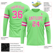 Load image into Gallery viewer, Custom Pea Green Pink-White Long Sleeve Performance T-Shirt
