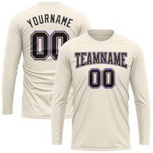 Load image into Gallery viewer, Custom Cream Black-Purple Long Sleeve Performance T-Shirt
