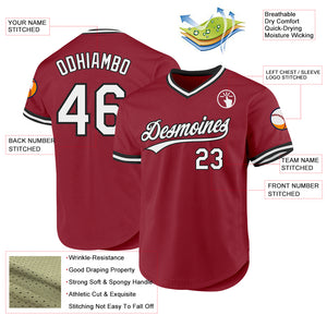 Custom Maroon White-Black Authentic Throwback Baseball Jersey