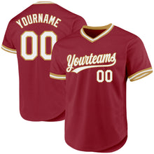 Load image into Gallery viewer, Custom Maroon White-Old Gold Authentic Throwback Baseball Jersey
