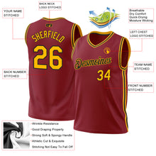 Load image into Gallery viewer, Custom Maroon Gold-Black Authentic Throwback Basketball Jersey
