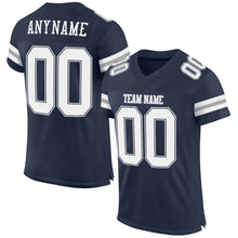 Load image into Gallery viewer, Custom Navy White-Gray Mesh Authentic Football Jersey
