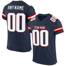 Load image into Gallery viewer, Custom Navy White-Red Mesh Authentic Football Jersey
