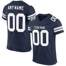 Load image into Gallery viewer, Custom Navy White Mesh Authentic Football Jersey
