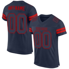 Load image into Gallery viewer, Custom Navy Navy-Red Mesh Authentic Football Jersey
