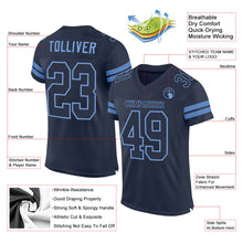 Load image into Gallery viewer, Custom Navy Navy-Light Blue Mesh Authentic Football Jersey
